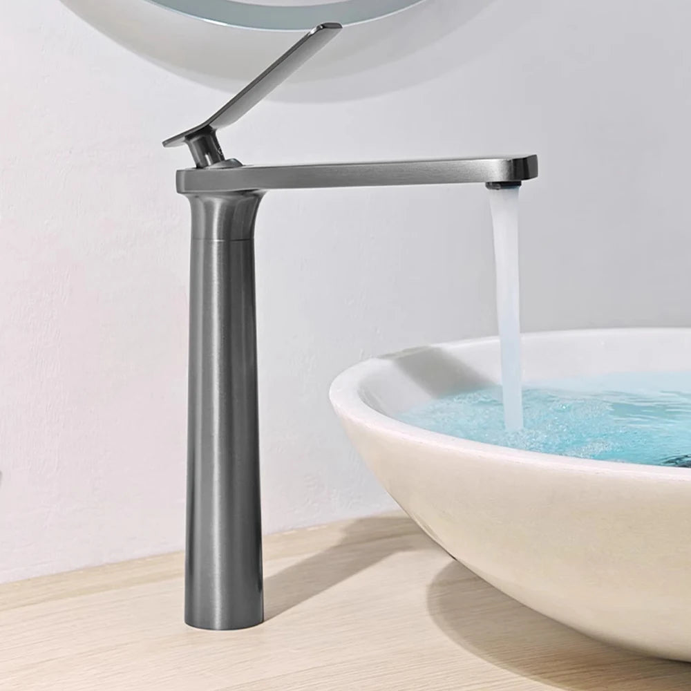 BAKALA Luxury Black Gray Wash Basin Taps Modern White Faucet Bathroom Luxury Basin Faucets Antique Hot Cold Water Sink Tap Mixer