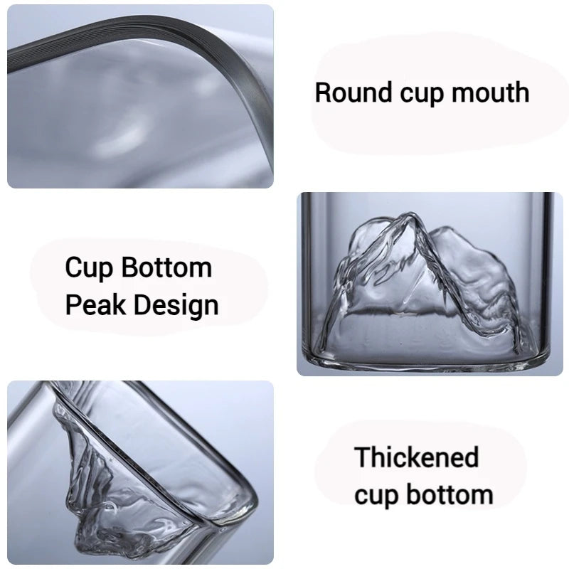 Transparent Whiskey Glasses Mountain Crystal Glass Drinking Glasses for Drinking Bourbon, Cognac, Scotch, Cocktails 125-380ml