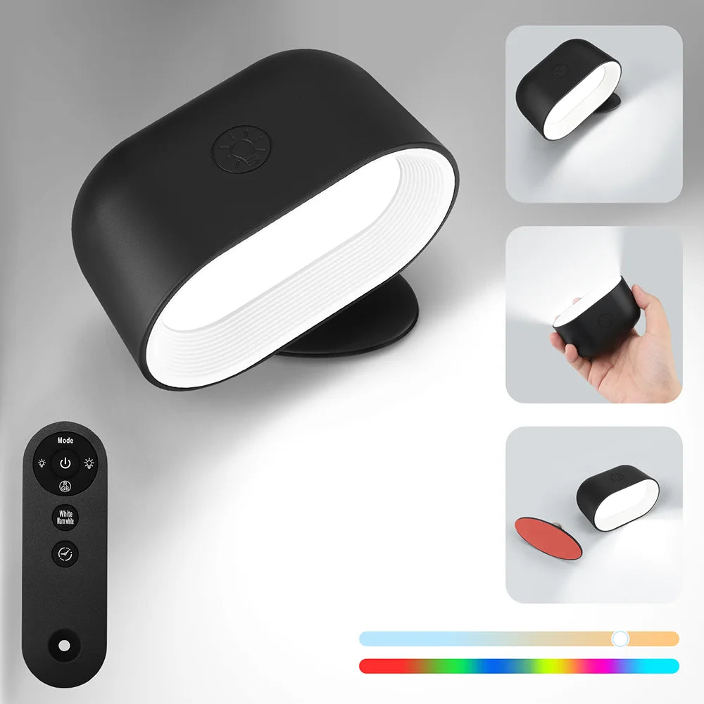 Wall Sconce Indoor Magnetic Remote Control Wall Light RGB Color Picture Backlight Night Light 360 Degree Rotation Wall Lamp