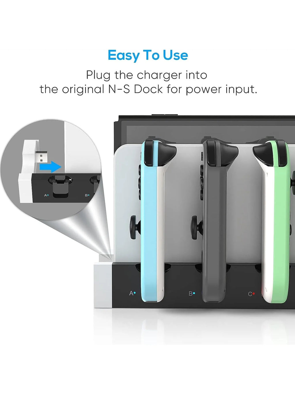 IPEGA PG-9186 Charging Dock for Switch&OLED,Charges Up to 4 Controllers,Compatible with Switch and OLED,Hot-Selling 4-port Stand