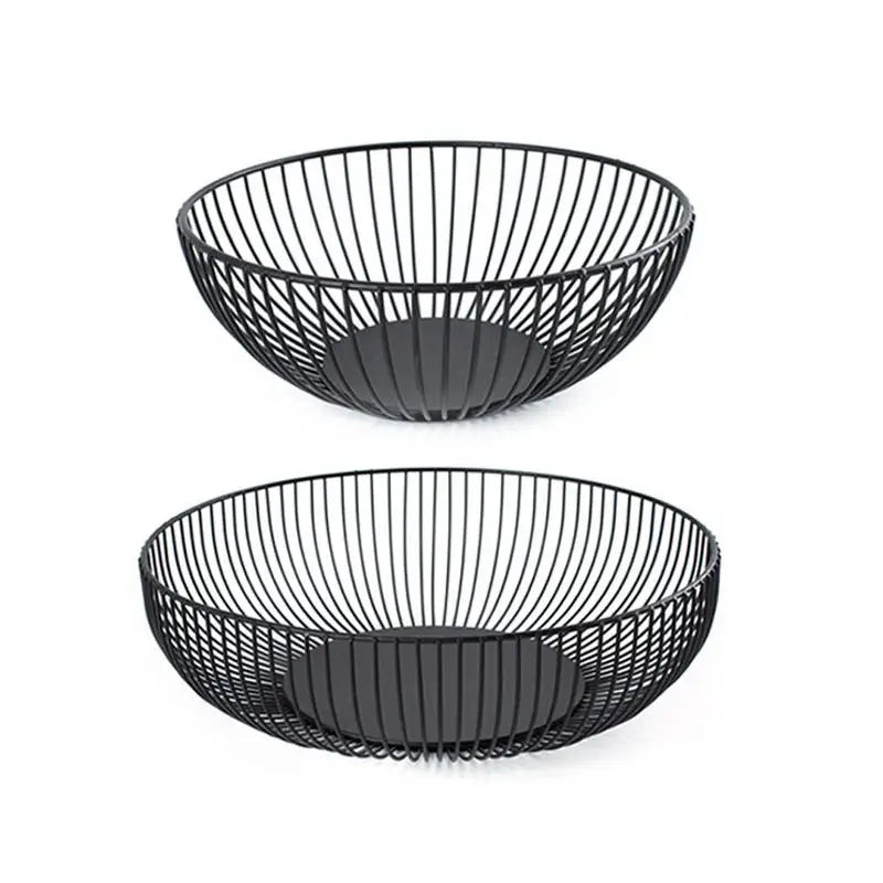 Black Storage Basket Creative European Fruit Snacks Candy Basket Desktop Bedroom Kitchen Fruit Basket Decorations Iron Hollow