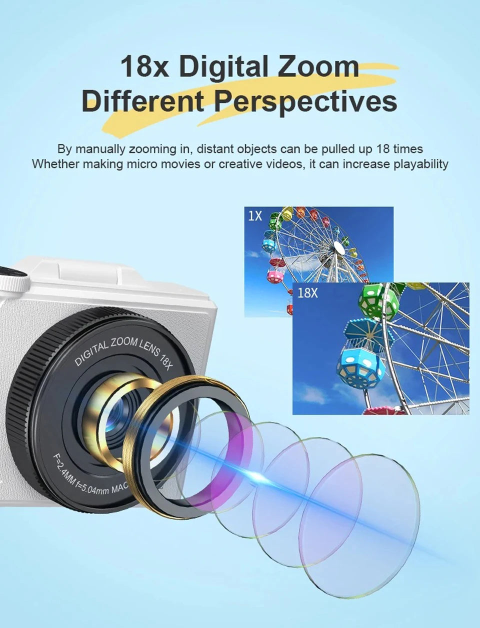 HD 5K Portable Digital Camera 75MP Flip Screen For VLOG Girls Kid Adult Beginners Selfie Camcorder Photography Digital Camera