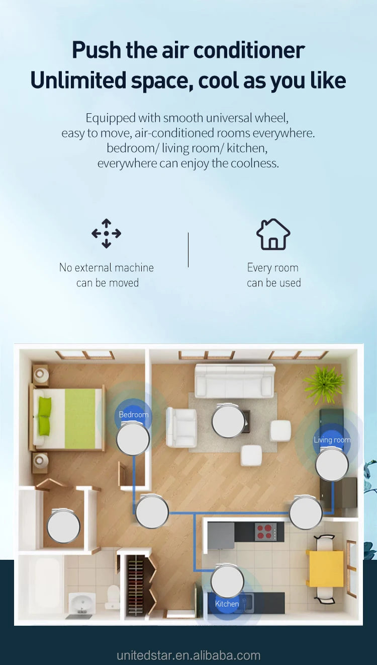 22000BTU Portable Air Conditioner Smart Cooling AC Climatiseur Air Quality Conditioning for Home Use