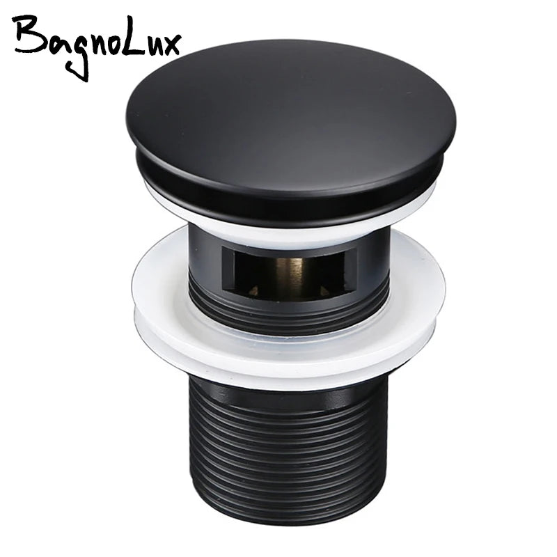 Bathroom Basin Gunmetal Pop-Up Drain Waste Stopper Sink Accessories Solid Support Round Bathtub Brass Flush Drain