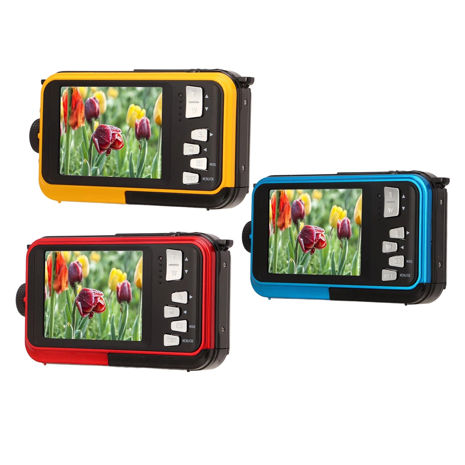 Full HD 2.7K 48MP 10ft Waterproof Underwater Digital Camera 16X Digital Zoom Front Rear Double Screens Waterproof Digital Camera