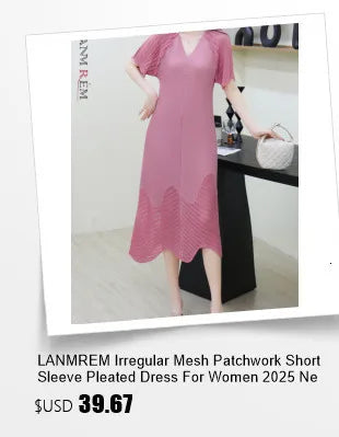 LANMREM High End Purple Pleated Women's Dress 2025 New Round Neck Short Sleeved Spliced Design Ball Gown Summer Dresses 2DB3489