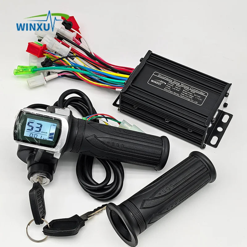 36V 48V 350W 18A E-Scooter Brushless Motor Sine Wave Controller LCD Speed Display Throttle for Electric Bicycle Scooter Tricycle