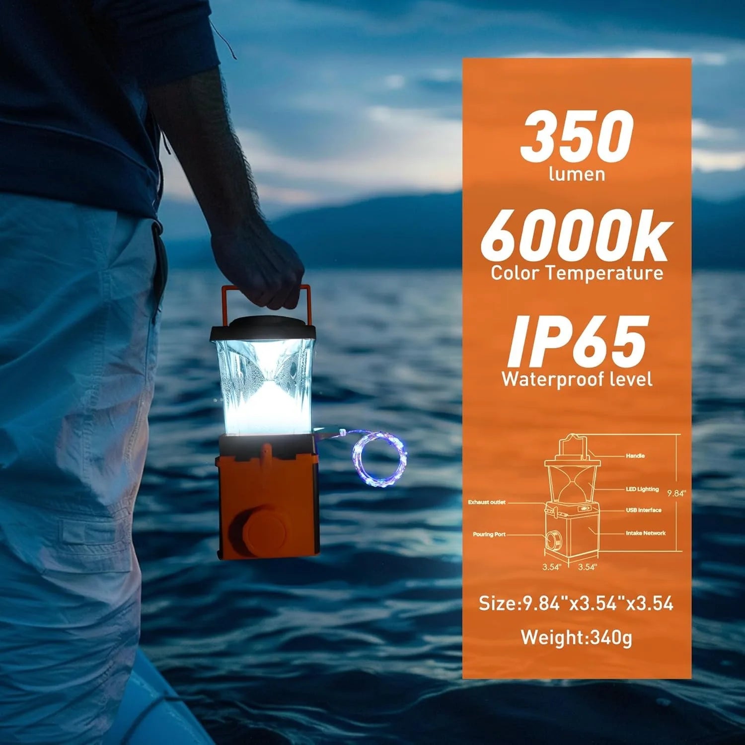 Lanterns for Power Outages, LED Saltwater Camping Lights, 350 Lumens Environmentally Conscious Lighting, Emergency, Hurricane