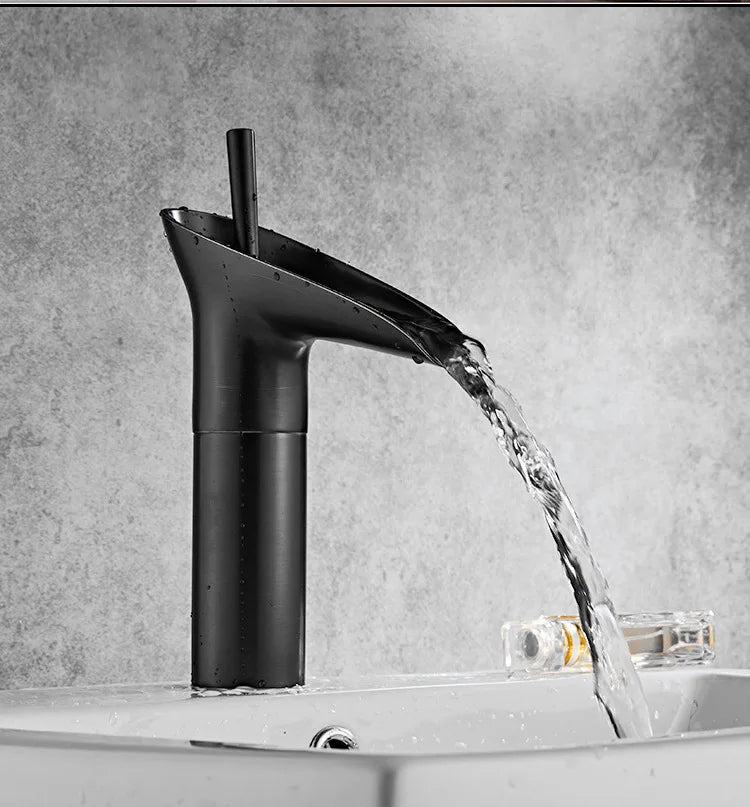 Excellent Single Lever Waterfall Basin Faucet Bathroom Faucet Brass Antique Hot and Cold bathroom Sink Mixer Wine Glass Style Ta