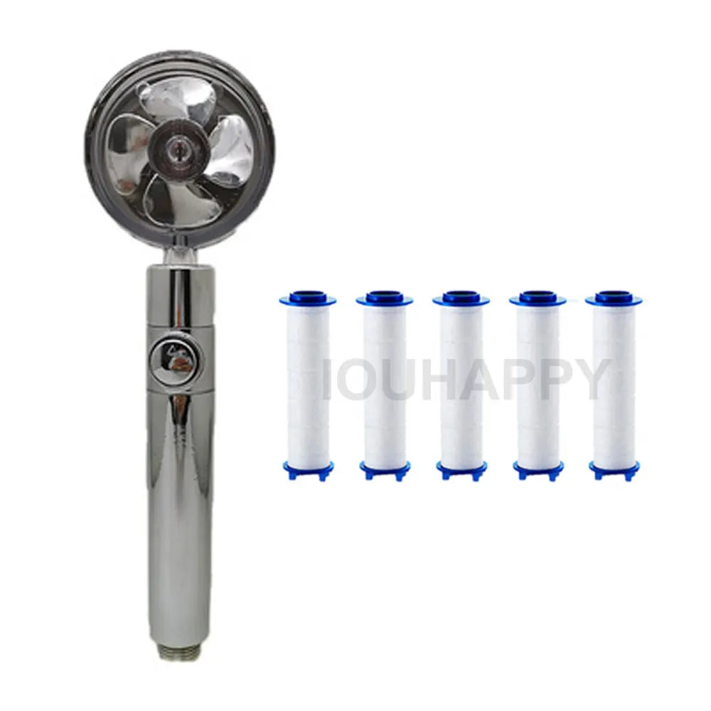 High-Pressure Shower Head Handheld Turbo Fan Showerhead With 5 Filters Water Saving Spray rain Shower Bathroom Accessories