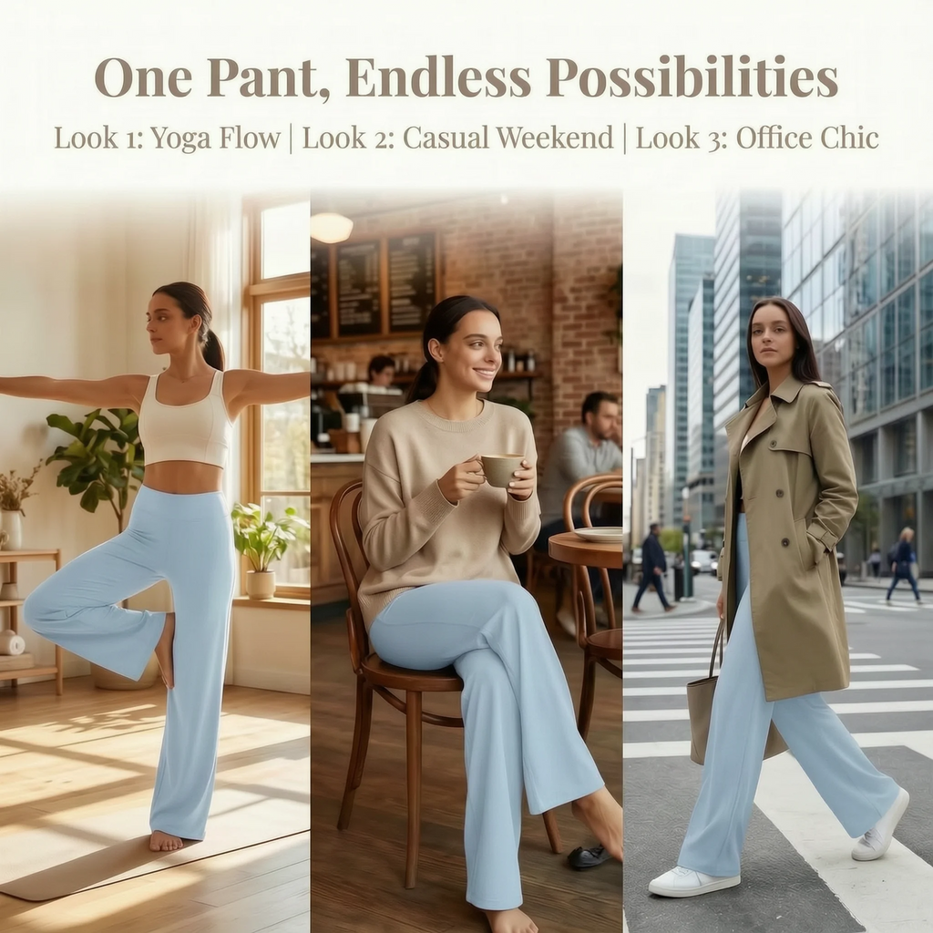 Women High Waist Wide Leg Yoga Pants Loose Flare Leggings Tummy Control Straight Workout Trousers Casual Lounge Pants Fitness