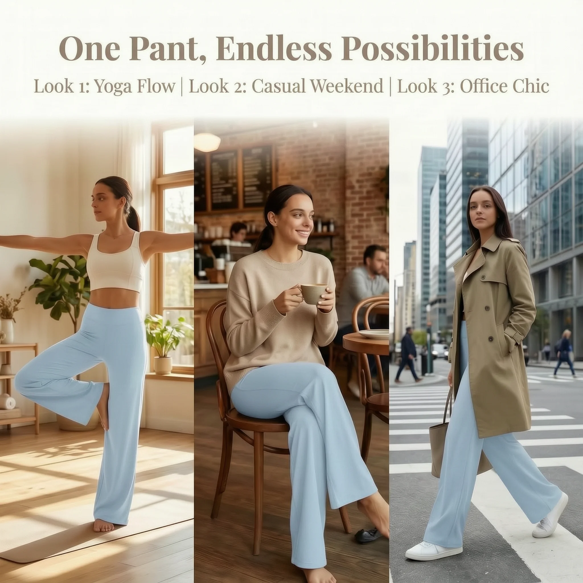 Women High Waist Wide Leg Yoga Pants Loose Flare Leggings Tummy Control Straight Workout Trousers Casual Lounge Pants Fitness