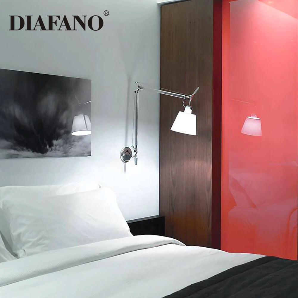Adjustable Wall Lamp Aluminum Modern Foldable Long Swing Arm  sconces lamps Telescopic wall lights Bedside Study Reading Sconce