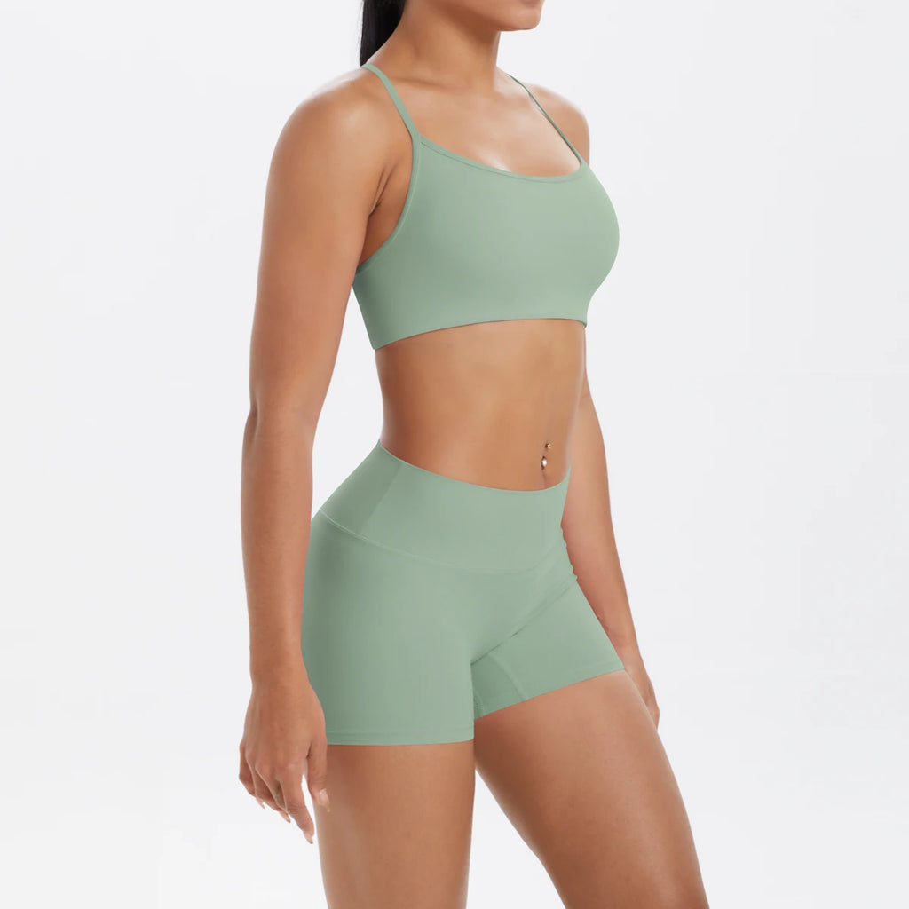 New Cross Backless Yoga Bra And Fitness Shorts Gym Yoga Set Woman’s Summer Running Sports Quick-Dry Women Gym Clothing Yoga Suit