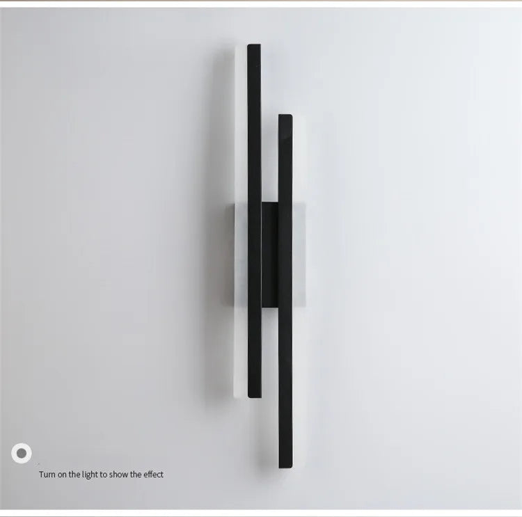 Modern Minimalist LED Wall Lamp Double Vertical Bar Frosted Acrylic Sconce Light for Living Room Sofa Background Bedroom Headboa