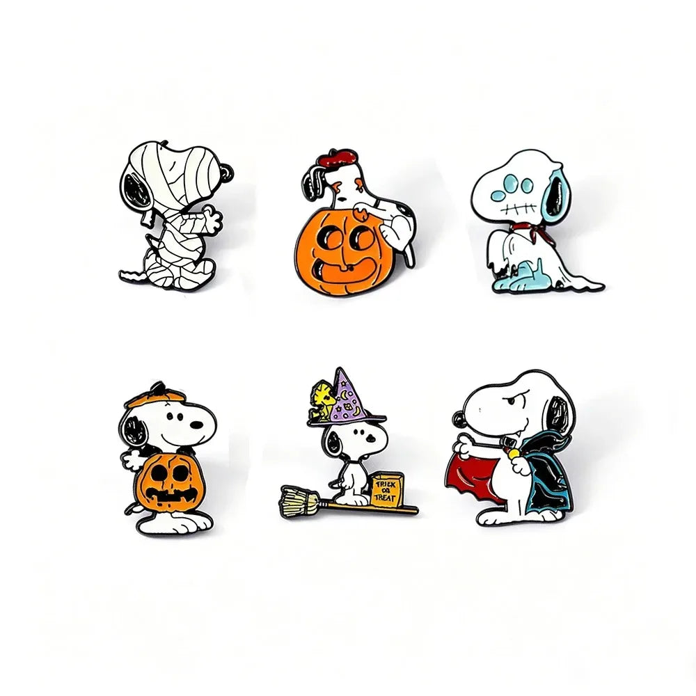 6/7/8/10Pcs Snoopy Enamel Pin Set Cartoon Charlie Brown Woodstock Brooch Lapel Pins for Backpack Clothes Badge Cute Fans Gift