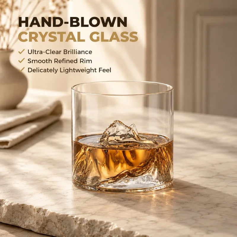 Guanshan Whiskey Glass Glass Glacier Mountain Cup Suitable for Drinking Whiskey Cognac Cocktail Ice Glass
