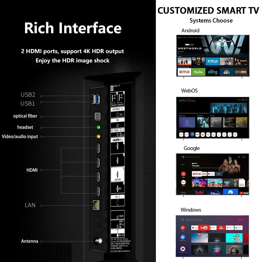 New 4k Ultra-clear Televisores De 75 Pulgadas Mueble Smart Television High Definition OLed Tv Televisores 75 Pulgadas Smart Tv