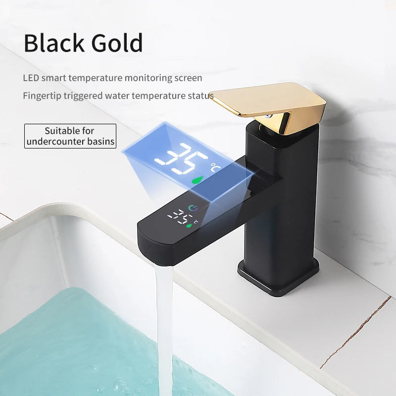 Touch LED Digital Faucet Temperature Display Basin Faucet Hot Cold Mixer Tap Ceramic Valve Core Kitchen Bathroom Accessories