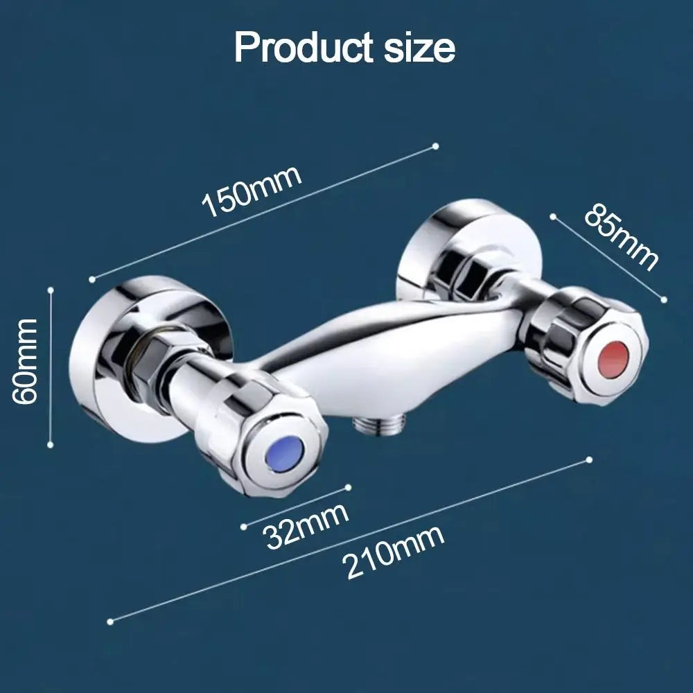 Modern Metal Out Water Inlet Valve Hot and Cold Double Control Double Shower Faucet Valve Wall Mounted Water Tap Mixing Valve