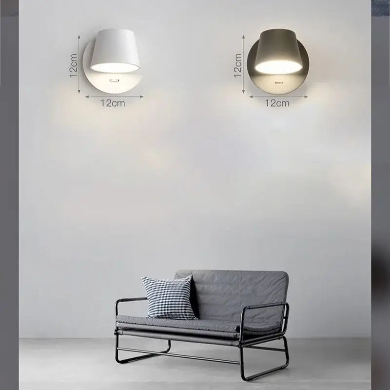 Nordic LED Wall Lamp With Switch 350 Degrees Rotatable Bedroom Bedside Corridor Reading Light Aisle Hotel Sconce Indoor Light
