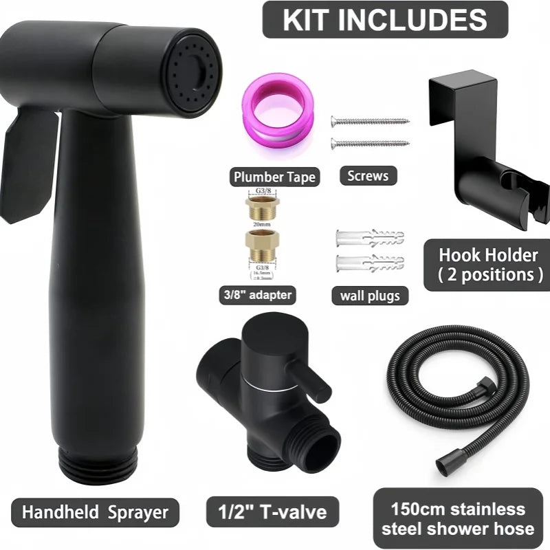 Handheld bidet spray kit with 3-way valve(G1/2 "-3/8")·used for toilet cleaning and personal hygiene