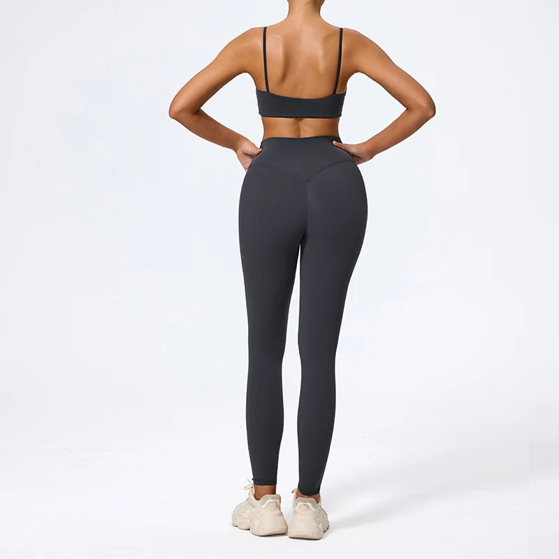 Ctenkevet Summer Women 2Pcs Sleeveless Sports Set Female Gym Two-piece Yoga Set High Waist Breathable legging Sportswear Women
