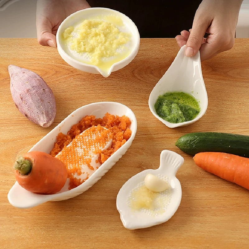 European Ceramic Garlic Grinder Kitchen Vegetable Cooking Food Grinder Manual Ginger Grinder Kitchen Tools Kitchen Accessories