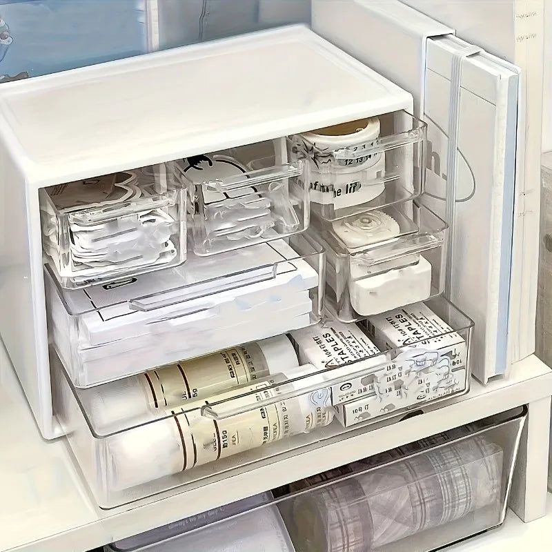 Desktop Organizer with Six Drawers-Spacious and Multifunctional Container,Perfect for Office Supplies,Stationery,Dorm Essentials