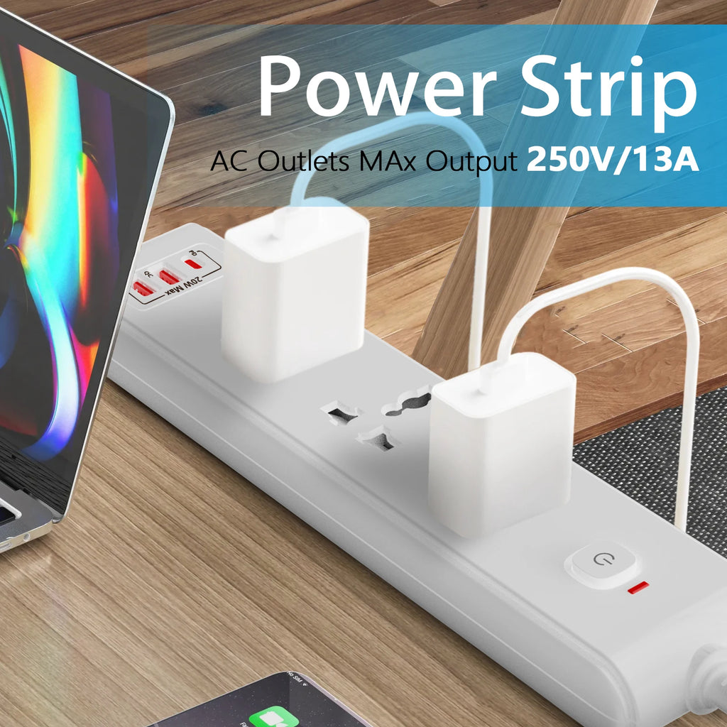 1pc white AU Wall mounted power socket extension with USB PD 20W fast charging Safety door design Suitable for home office use