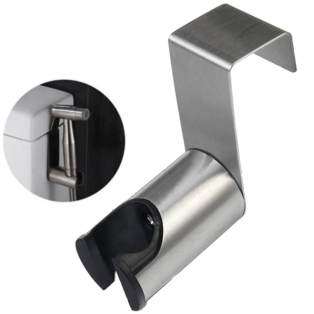Bidet Sprayer Holder for Toilet Bathroom in Brushed Nickel Stainless Steel with Dual Mount Capability for Wand Use