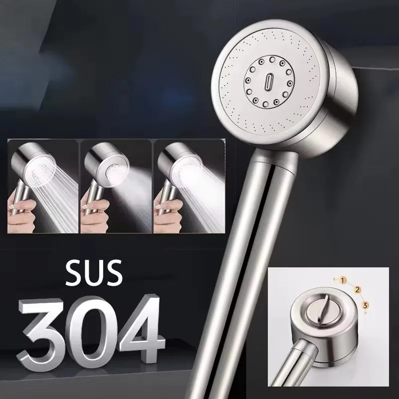 Upgraded 304 Stainless Steel High Pressure Shower Head 3 Modes Large Flow Sprayer Anti-Fall Shower Faucet Bathroom Accessories