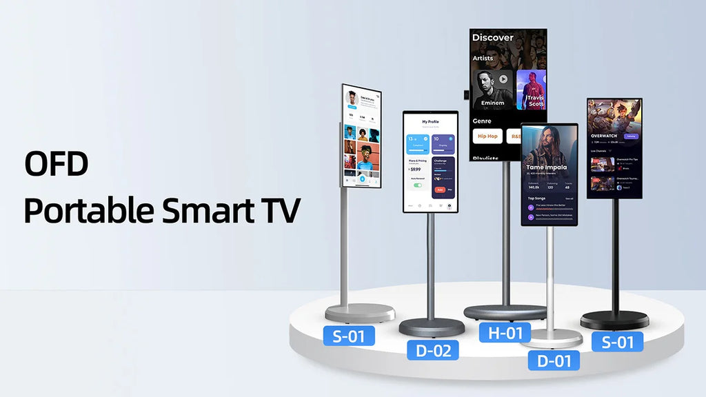 Mobile Touch Screen Lcd Tv 21.5 Inch White Mini Tv 4G+64G FHD Smart Television Android Portable Smart Tvs For Entertainment