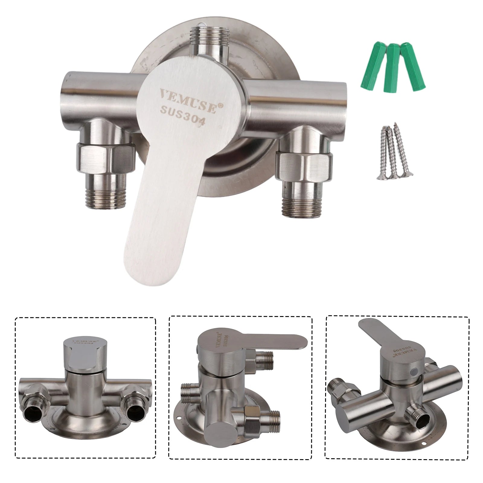 Stainless Steel Shower Faucet Hot And Cold Water Mixer Wall Mounted Metal Handle Water Mixer Valve Faucet Shower Tap