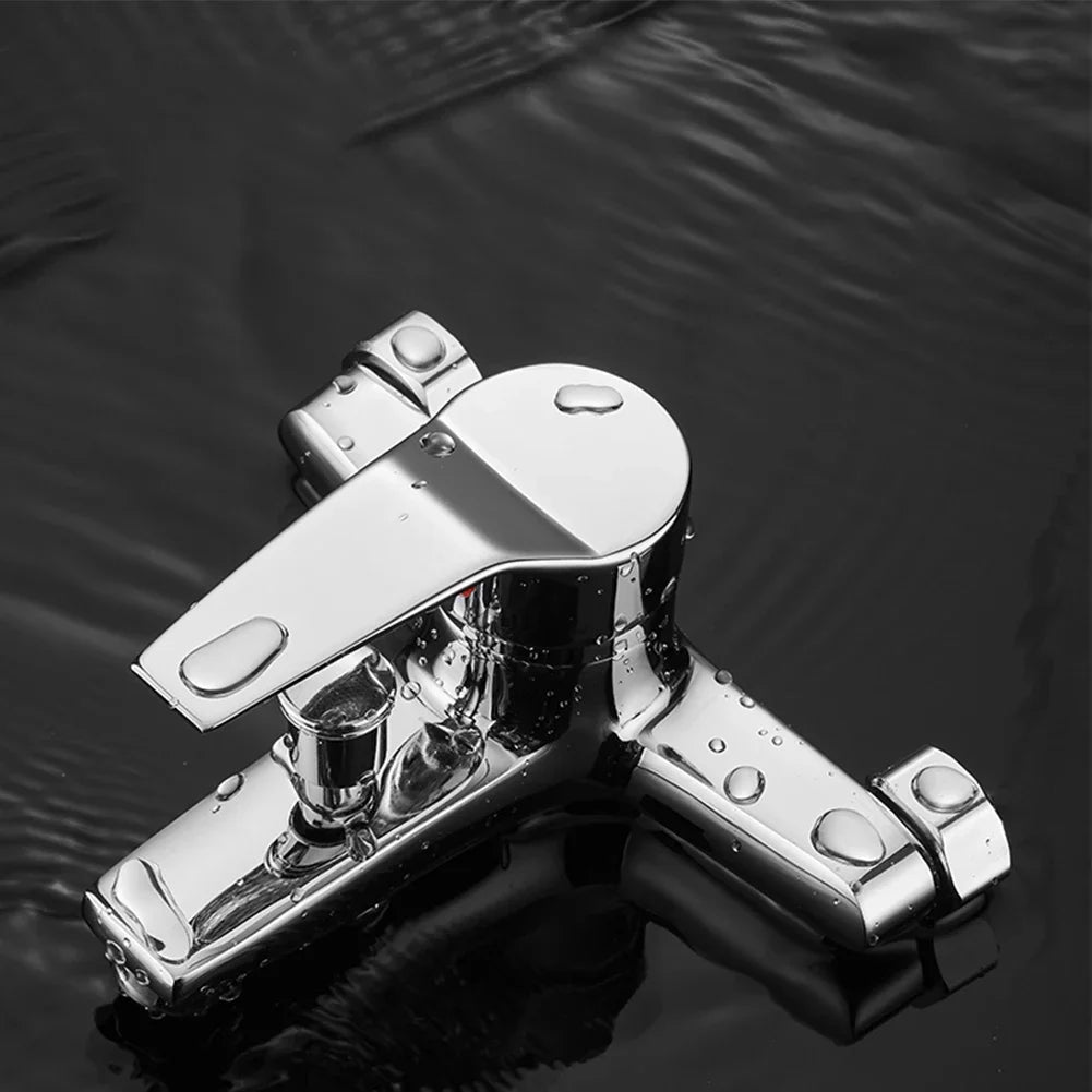 Chrome Plated Wall Mounted Hot and Cold Faucet with Adjustable Dual Nozzles Suitable for Bathroom Household Shower Mixer Tap