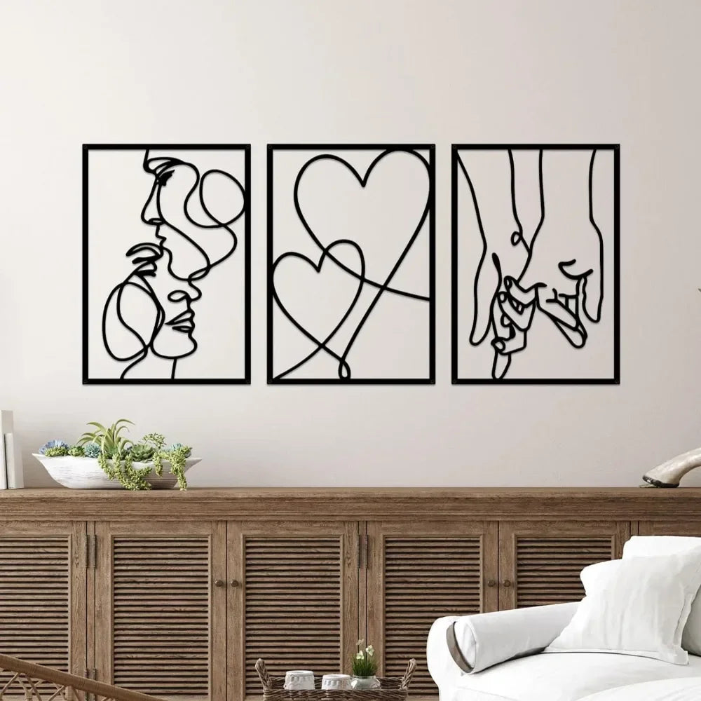 Metal Minimalist Wall Art: Valentine's Day Lover Kiss Design. Modern Décor.Valentine's Kiss Design for Modern Home.