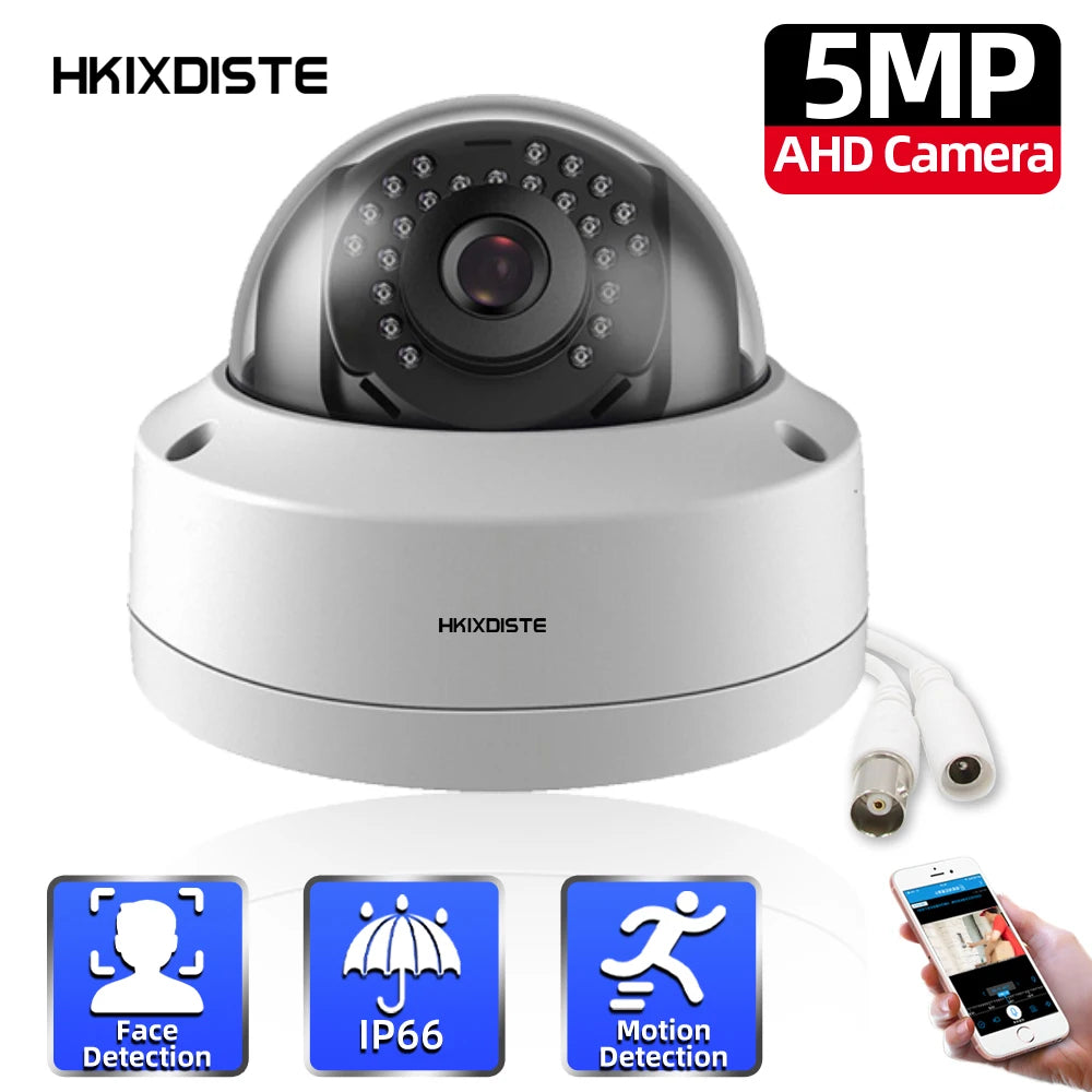H.265 5MP Surveillance CCTV Camera BNC Waterproof Vandalproof 5MP HD Motion Detection IR Night Vision Dome AHD Security Camera