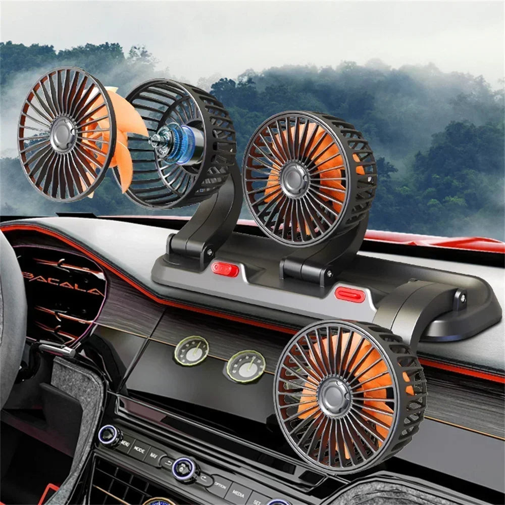 1/2/3 Head Car Fan Summer Air Cooler USB/12V/24V Adjustable 2 Speeds Silent Fan for Home Desk Office & Car