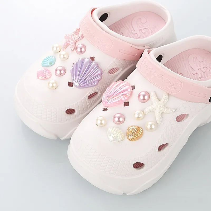 18PCS Shoe Charms for Clogs Slippers DIY Summer Starfish Shell Handicrafts Shoe Decoration Buckle Charms Hole Shoes Accessories