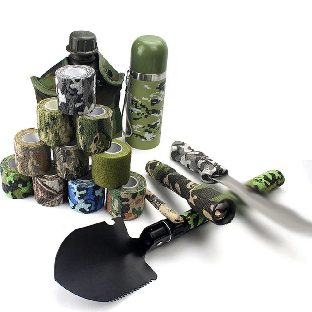 Elastic Wrap Tape  Adhesive Outdoor Hunting Camouflage Stealth Tape Waterproof Wrap Durable Self Adhesive Elastic Bandage