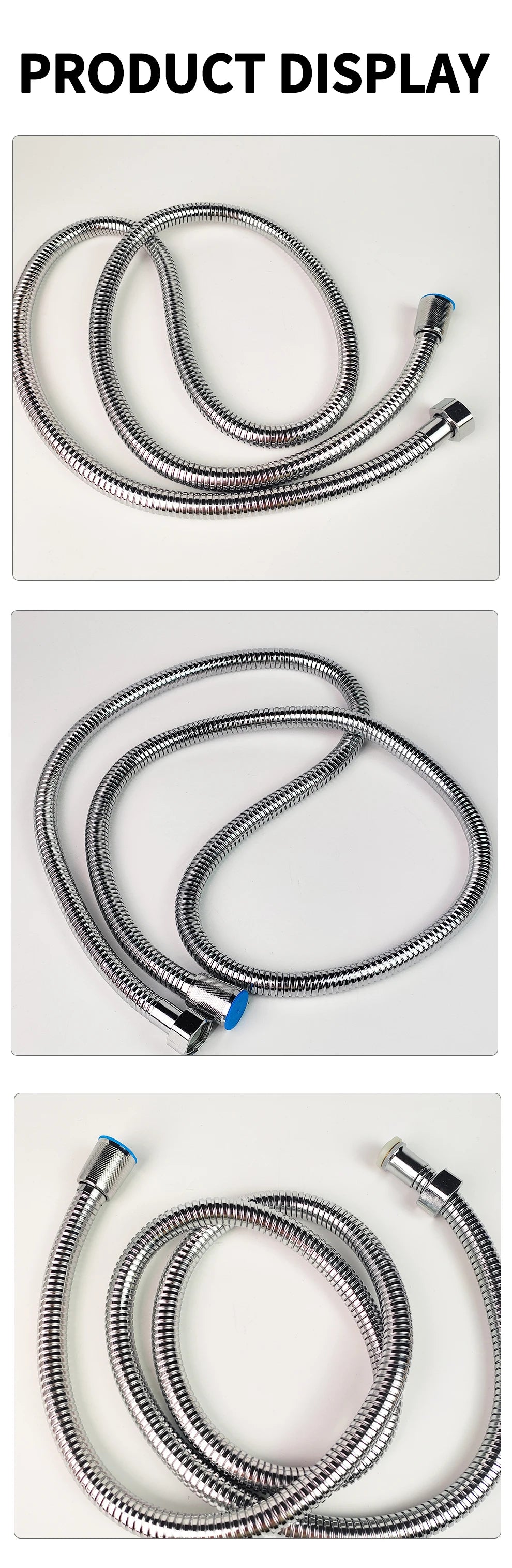 Stainless Steel Shower Hose 1.5M/2M Flexible Chrome Matte Black Universal G1/2 Connector Explosion-proof Bathroom Water Pipe