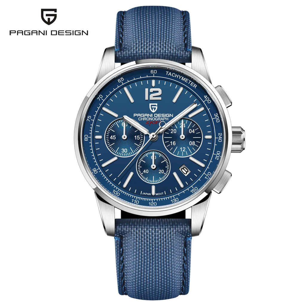 PAGANI DESIGN Men Quartz Watch Modern Light Simple Fashion Pioneer Stainless Steel Tachymeter Waterproof Calendar Luminous Watch