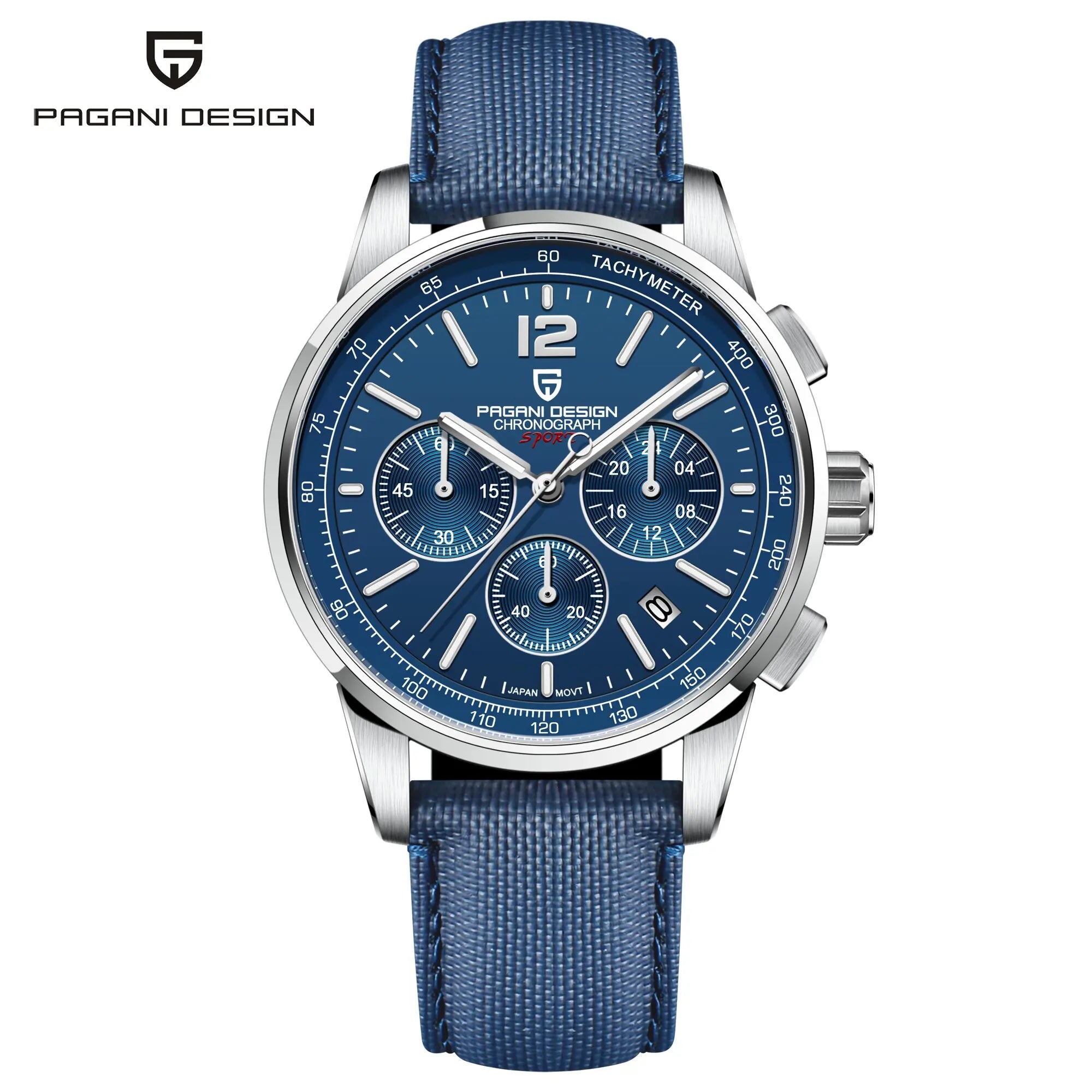 PAGANI DESIGN Men Quartz Watch Modern Light Simple Fashion Pioneer Stainless Steel Tachymeter Waterproof Calendar Luminous Watch