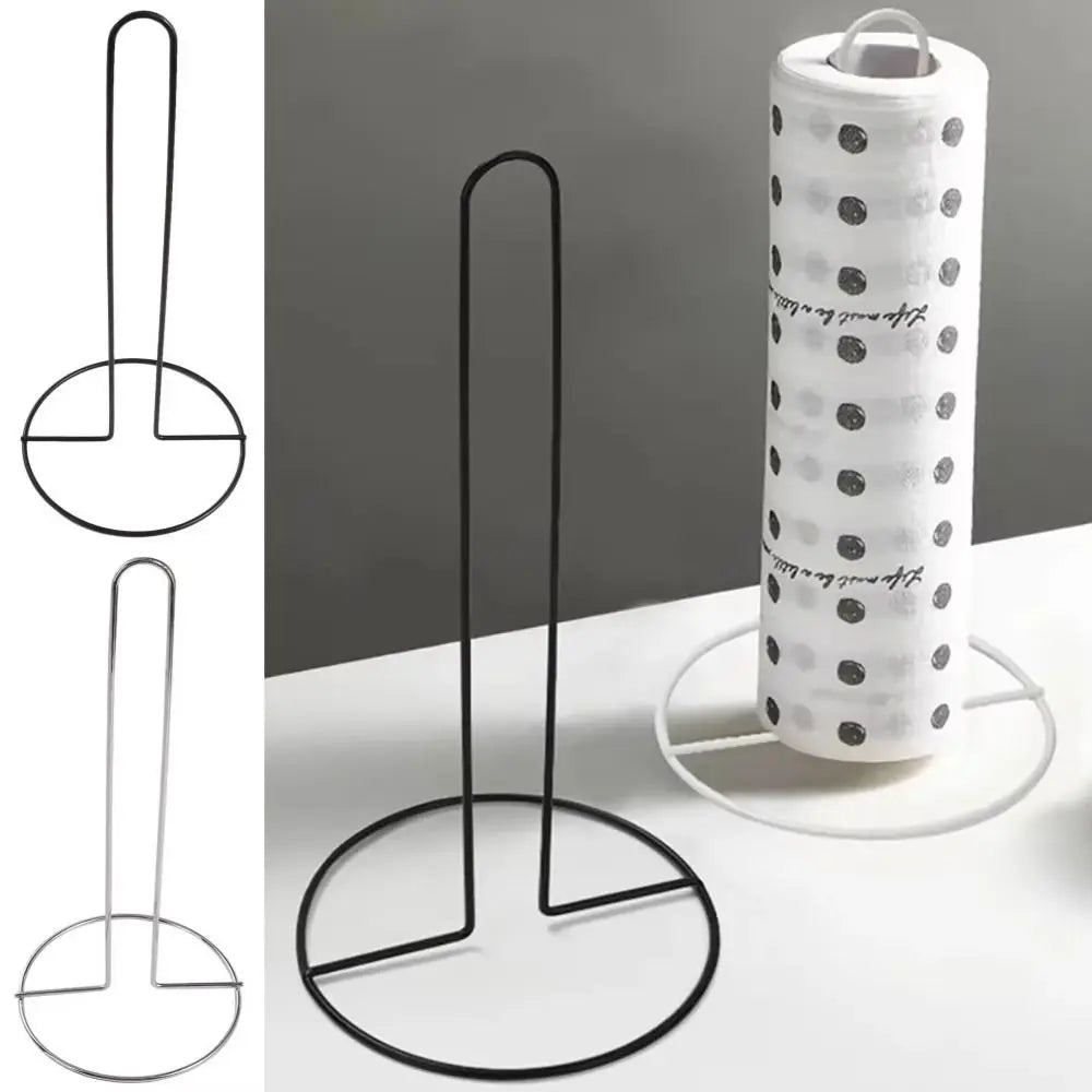 1Pcs New One-handed Tear Roll Paper Towel Holder Vertical Free Standing Napkins Rack Black/Silver Tissue Stand