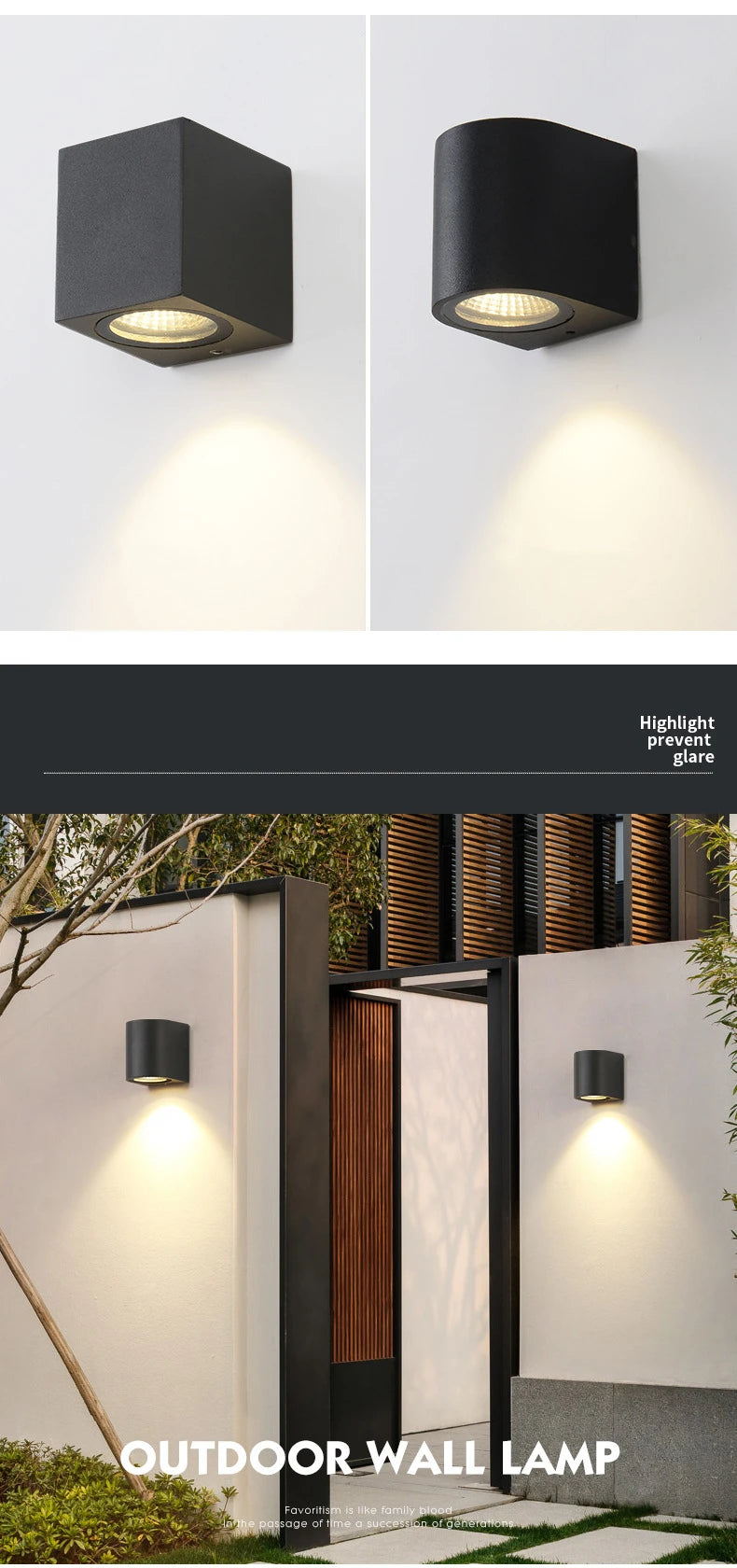 Tuya Smart LED Wall Light Up and Down RGB CCT Outdoor Bluetooth/WIFI APP Control GU10 Bulb Exterior Garden Porch Sconces Lamp