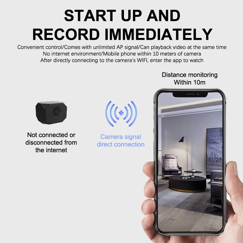 4K HD Mini Camera WiFi IP APP Remote Monitoring Lightweight Portable Camcorder Smart Home Surveillance Security Camera