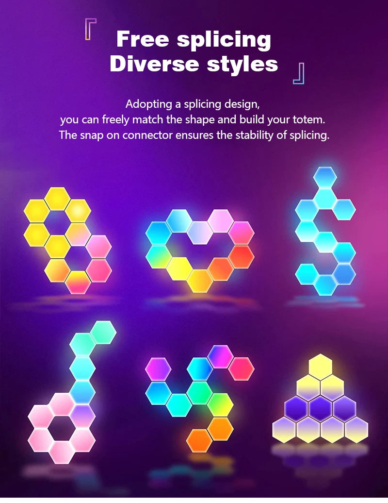 RGB Smart Quantum Lamp Tuya App Remote Control Touch Background Wall Bedroom DIY Decoration Wall Lamp Esports Atmosphere Light