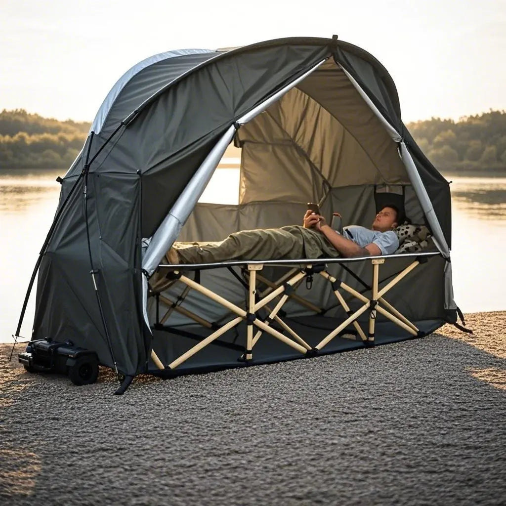4-in-1 Camping Cot Tent, Backpacking 1 Person Camping Tent, Tent Cot Folding Off the Ground Tent,Fishing Tent,Excluding bed