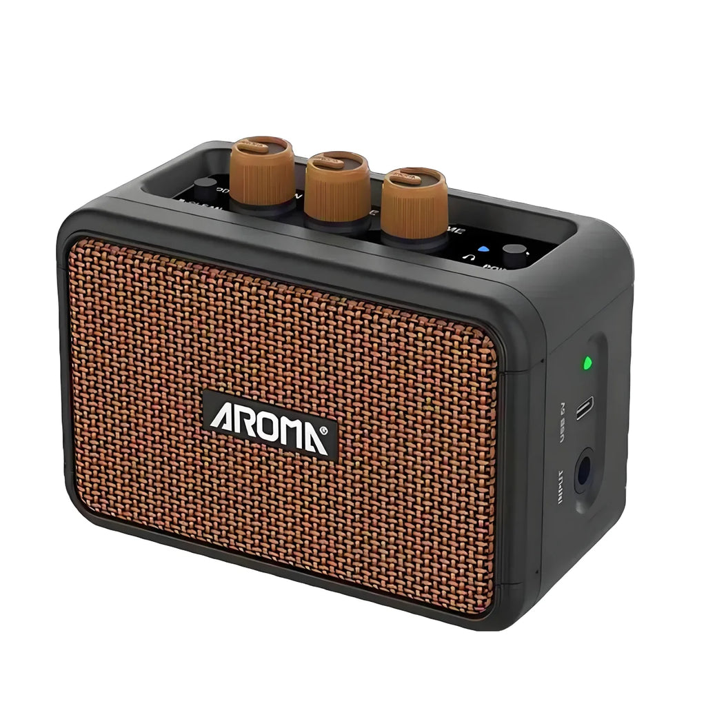 Aroma AG-04 Mini Electric Guitar Amp: Rechargeable Bluetooth Portable Amp (Clean/Overdrive, Headphone Jack)