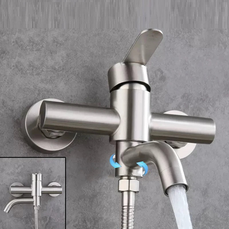 Stainless Steel Bathtub Shower Mixer Taps Faucet Shower Wall Mounted Bathroom Fixtures Ceramic Valve Core Triple Hot Cold Tap